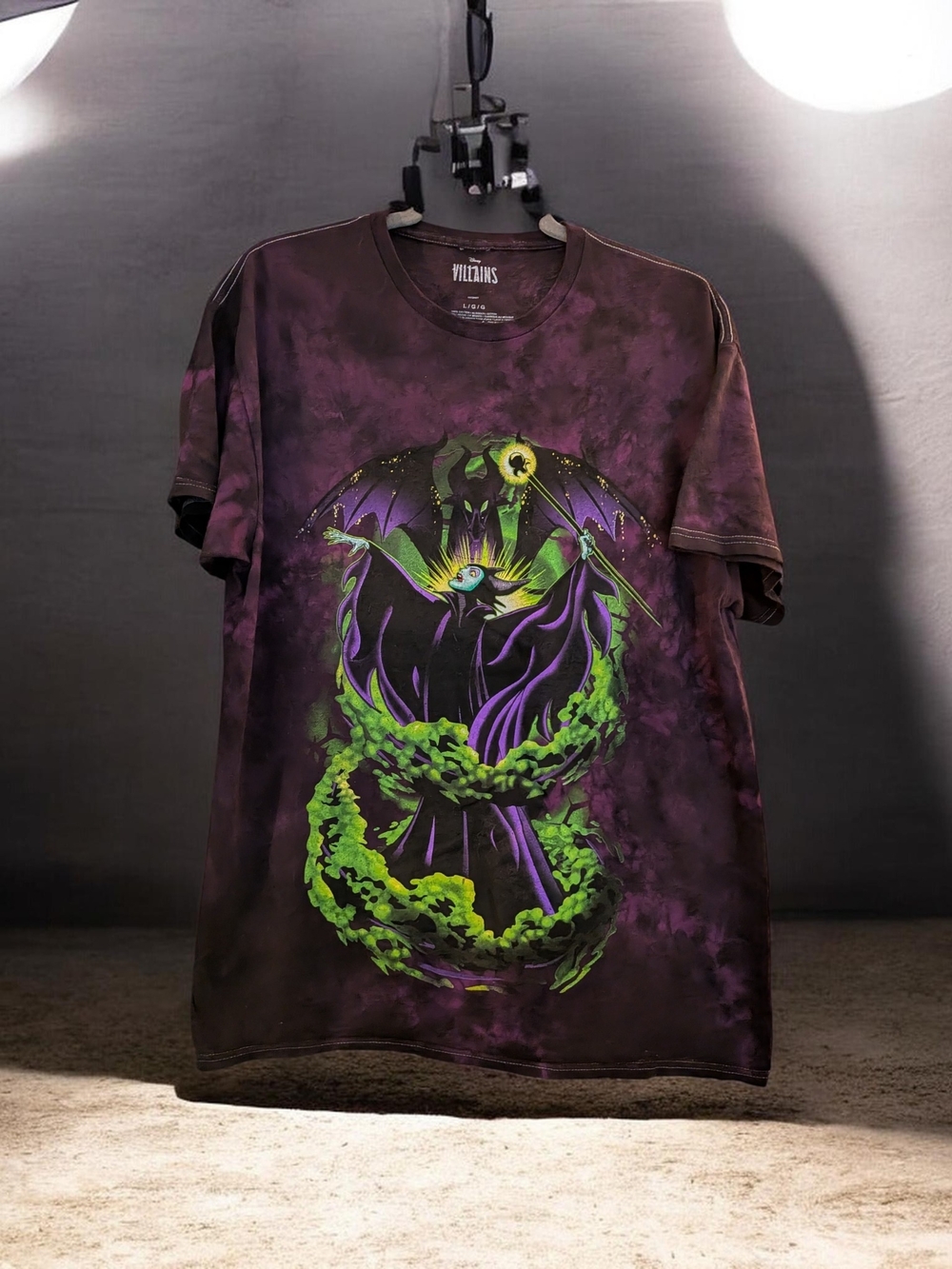 Disney Large Purple Tie-Dye Malificent Tee EUC